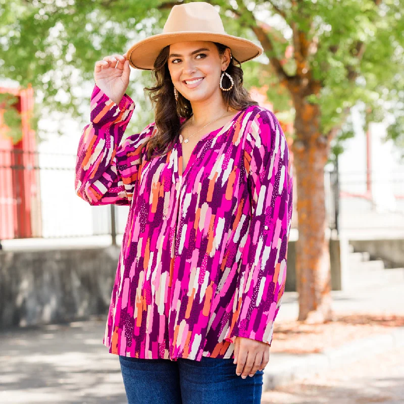Cash Savings In Office Top, Pink Multi