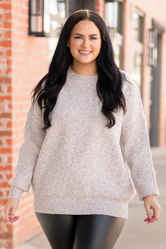 Weekend Specials Just for You Simple Yet Cute Pullover, Light Grey