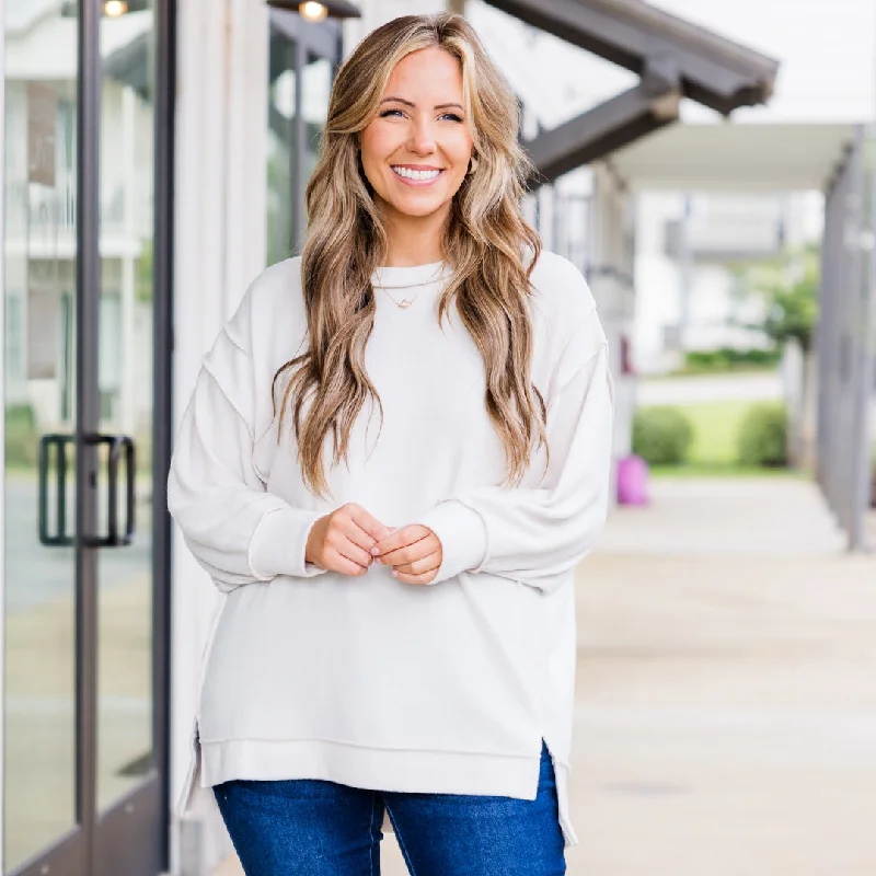 Great Deal Say Hello Sweater, Sand Beige