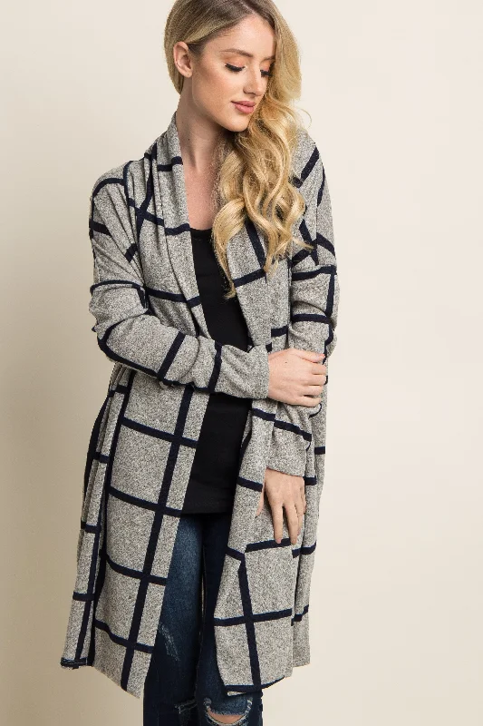 Final Offer PinkBlush Grey Plaid Long Knit Cardigan