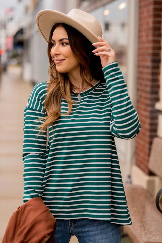 Weekend Bargains to Love Striped Button Back Slit Tee