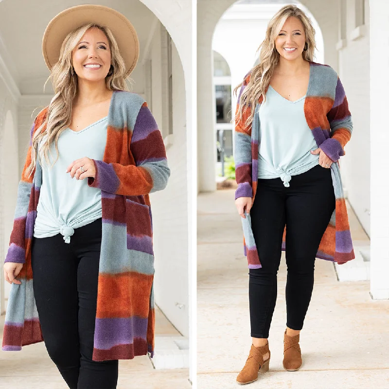 Super Bargain Watercolor Cardigan, Rust