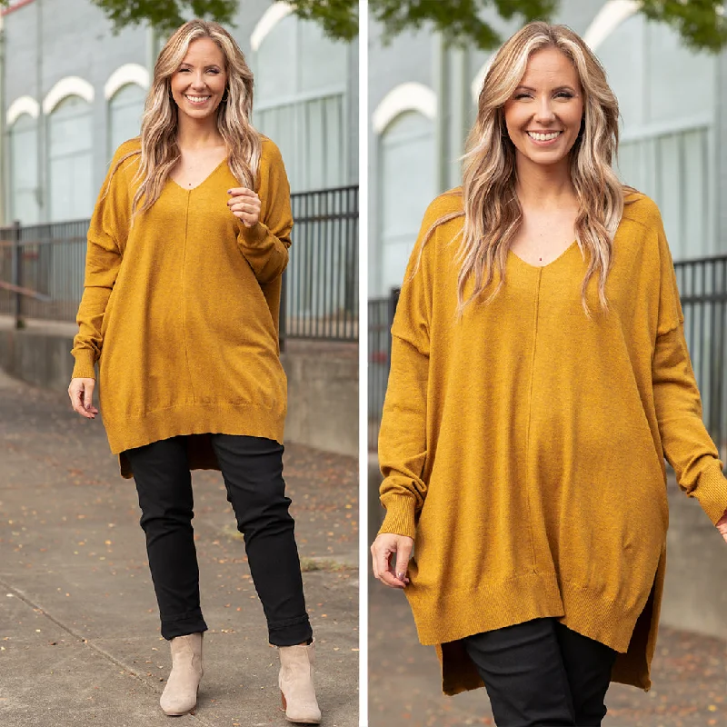 Early Access Miss Who I Was Sweater, Heather Mustard