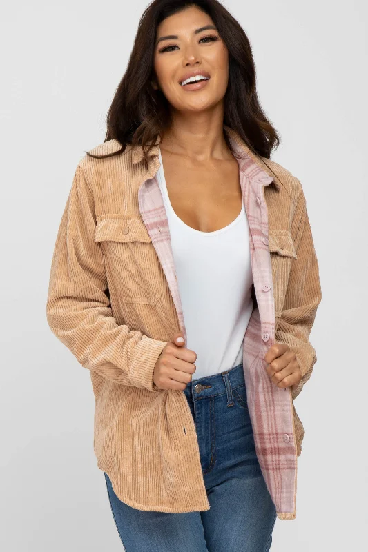 Weekend Offers That Shine Camel Reversible Shirt Jacket