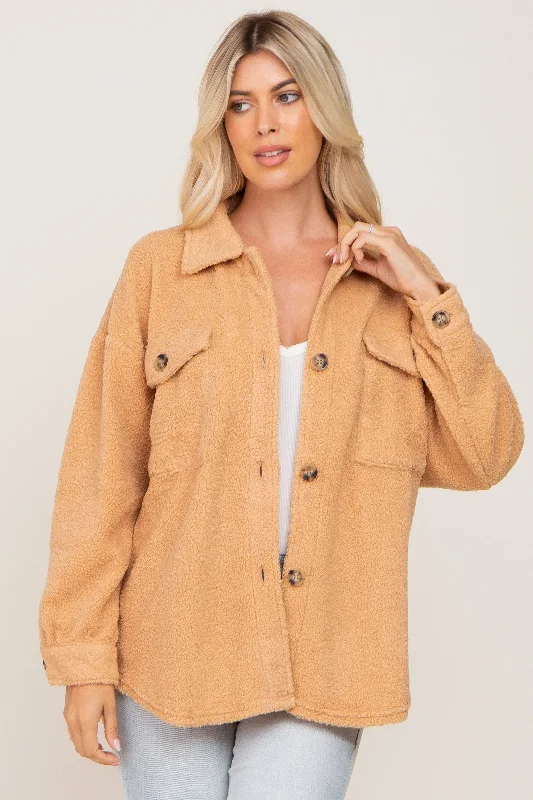 Online Deal Beige Fleece Shirt Jacket