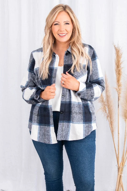 Massive Savings Pretty Girl Anthem Shirt Jacket, Navy