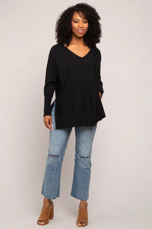 Stock Up Black Knit Long Dolman Sleeve Top