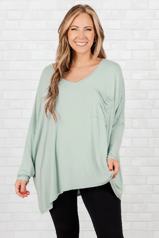 Year-End Sale Call Me Today Top, Light Green