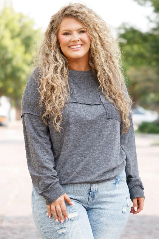 Weekend Discounts to Love Rainy Days Top, Charcoal