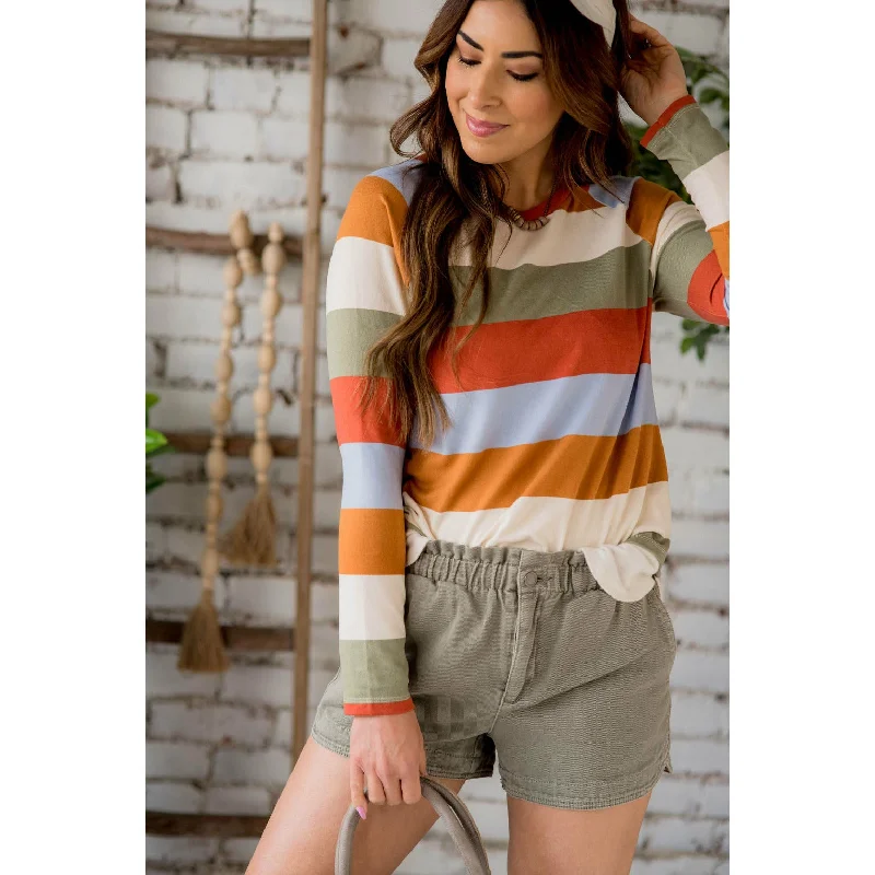 Unbeatable Prices Colorful Stripe Solid Bottom Tee