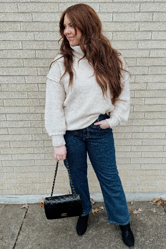 Weekend Savings Extravaganza Cream Turtleneck Boucle Sweater
