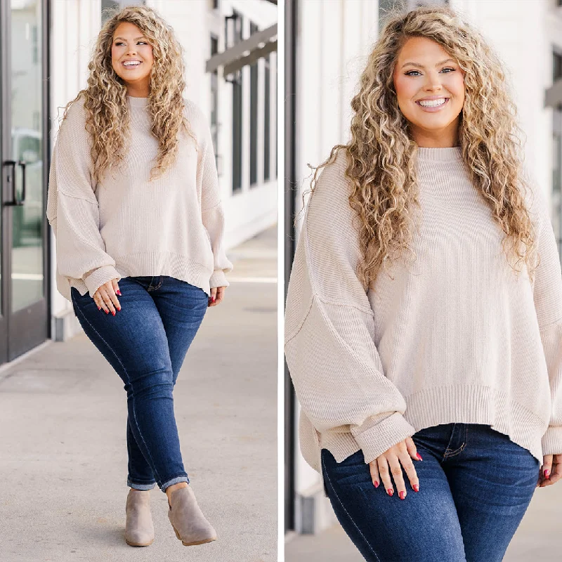 Great Bargain Magically Perfect Sweater, Taupe
