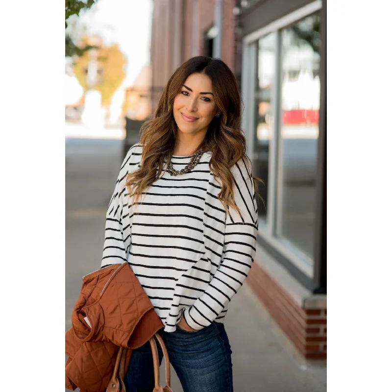 Low Price Abstract Stitched Striped Tee