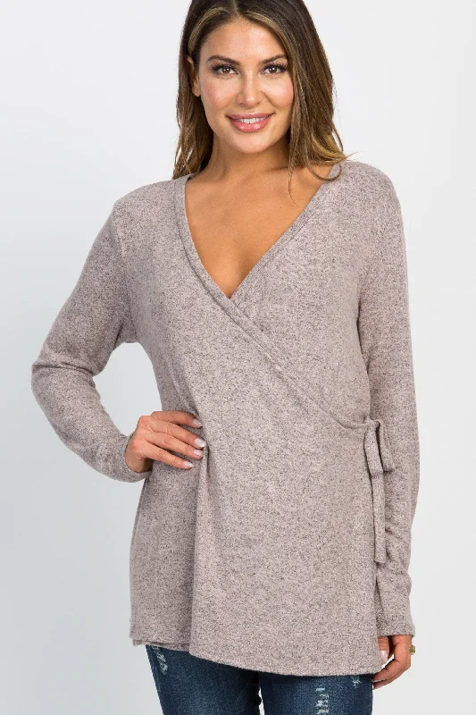 Clearance Sale PinkBlush Heather Pink Wrap Knit Nursing Top
