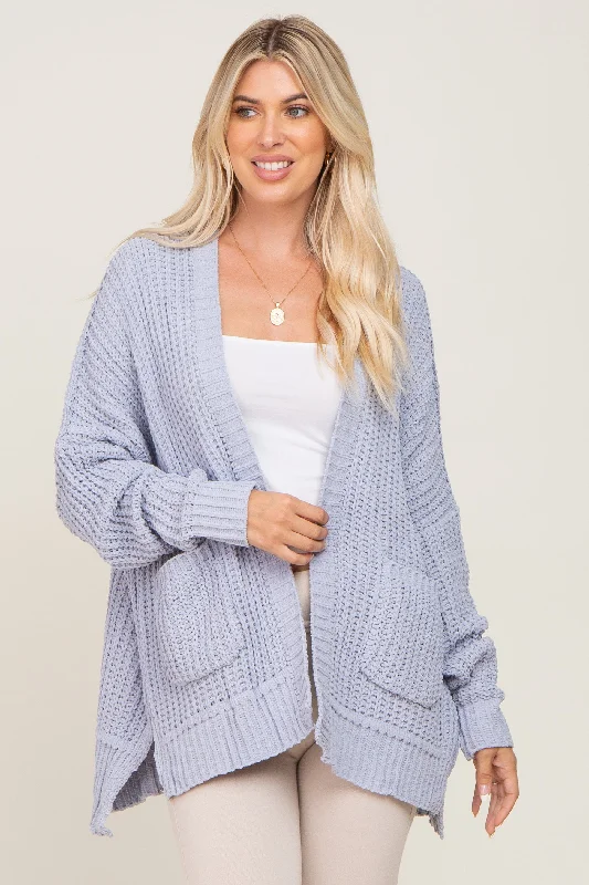 Weekend Bargains to Indulge In Light Blue Chunky Knit Oversized Cardigan