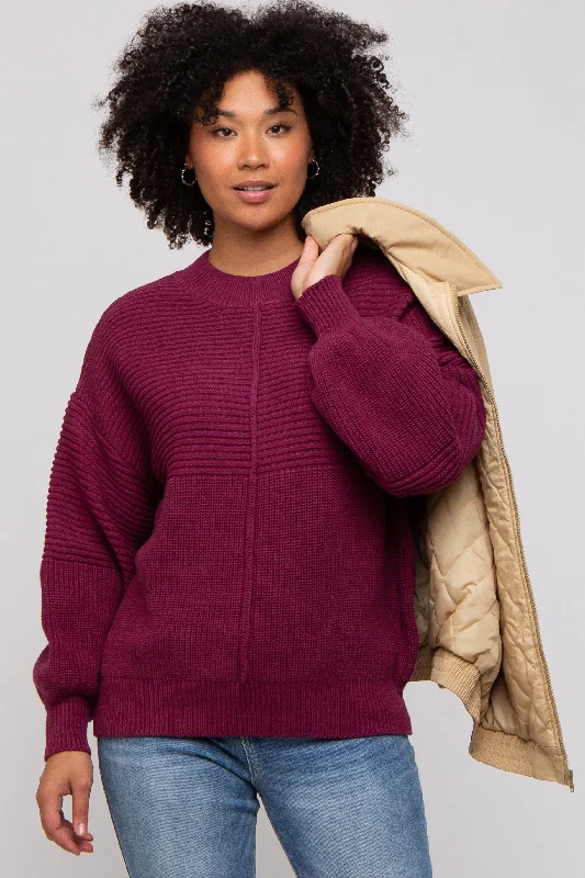 Mega Sale Burgundy Ribbed Sweater