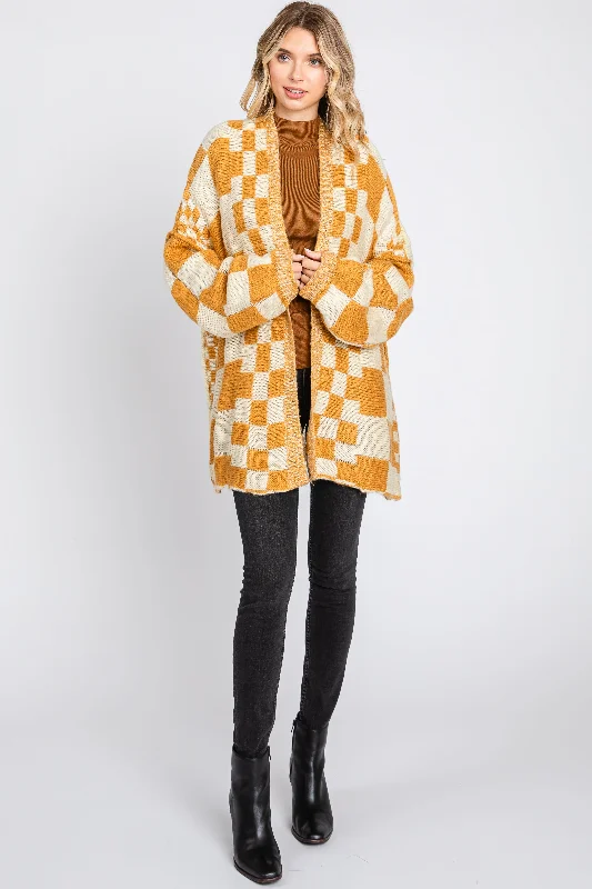 Weekend Savings Extravaganza Yellow Checkered Plaid Oversized Cardigan