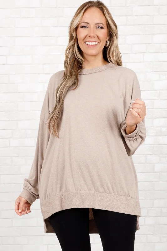 Super Savings Gushing Gal Pullover, Taupe