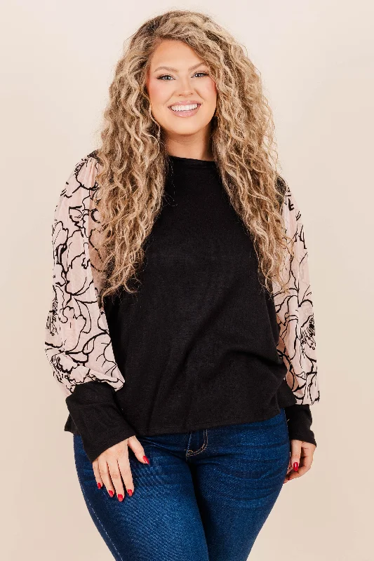 Weekend Offers That Dazzle Delicate Heart Top, Black/Taupe
