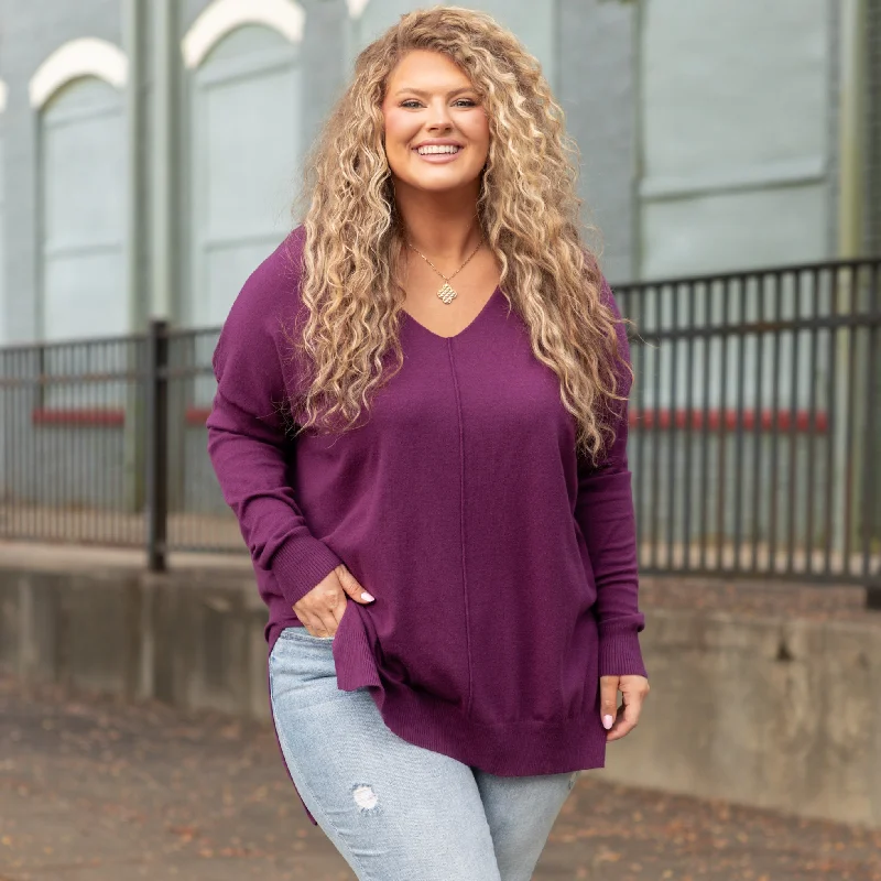 Weekend Offers You Can't Ignore Miss Who I Was Sweater, Eggplant