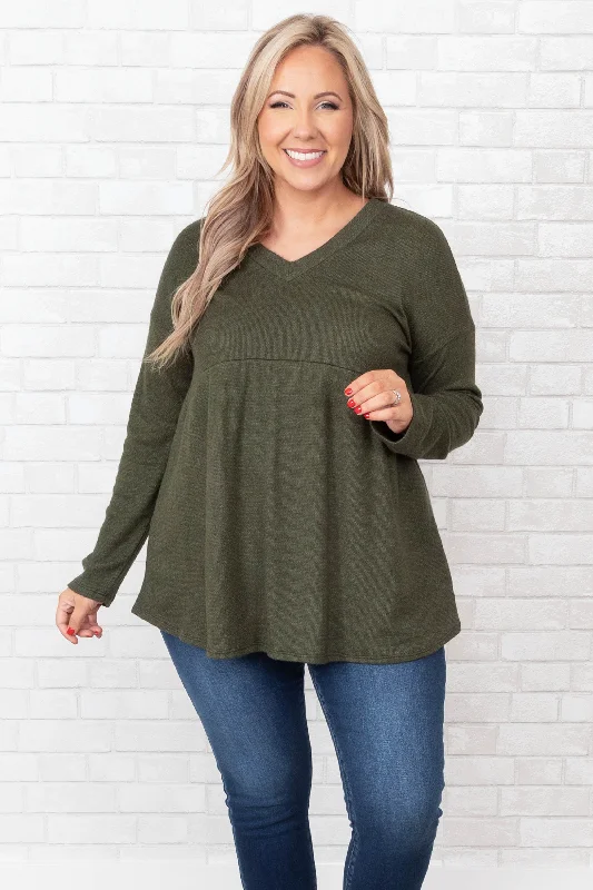 Weekend Bargains to Cherish Train To The City Sweater, Olive