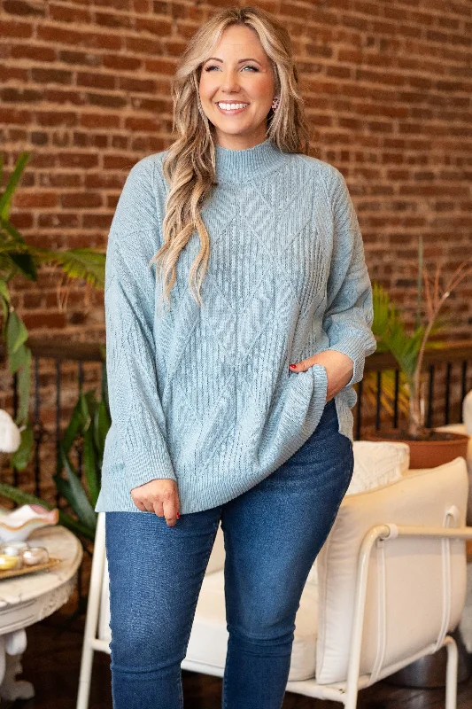 Act Now Enchanting Evenings Sweater, Light Blue