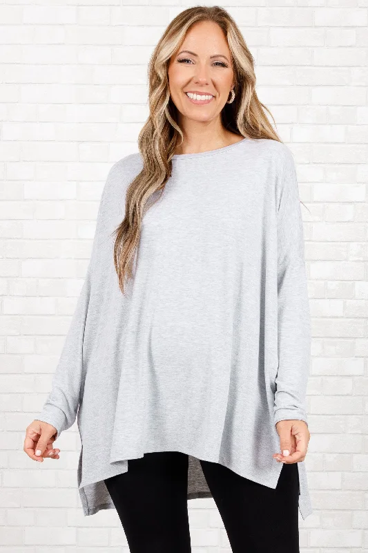 Weekend Deals to Make You Happy Time Well Spent Top, Heather Grey