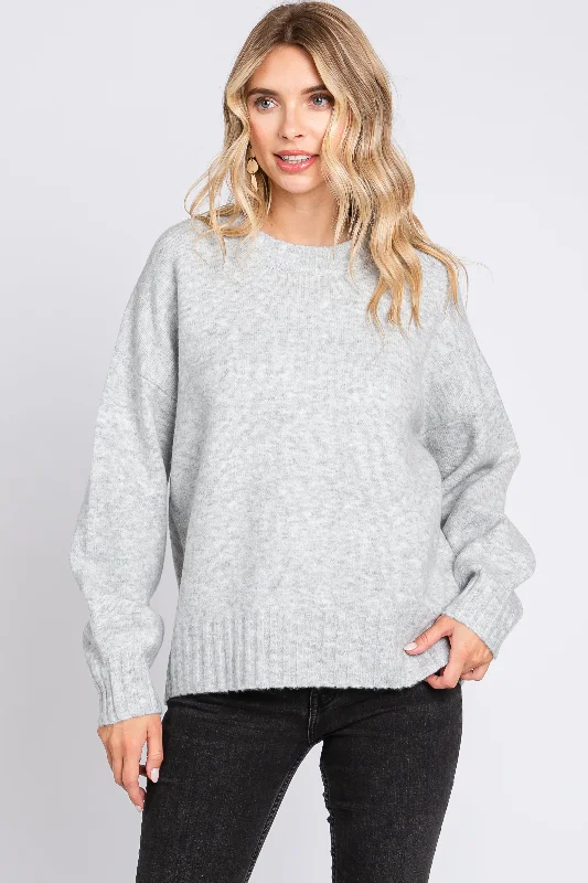 Crazy Deal Silver Ribbed Cuff Sweater