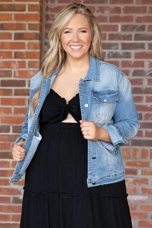 Steal Deal Share The News Denim Jacket, Medium Wash