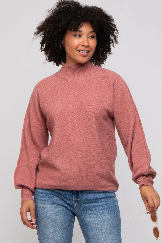 Reduced Price Mauve Mock Neck Sweater