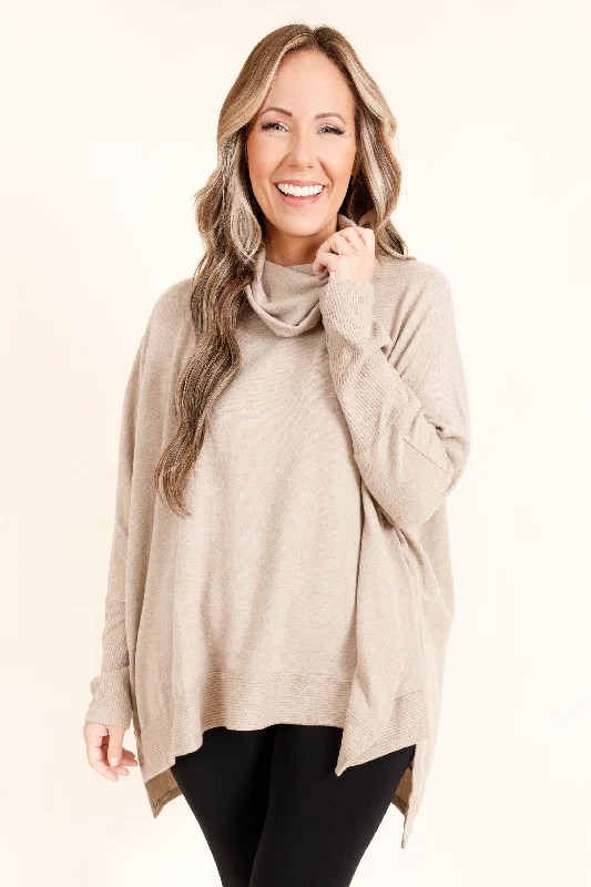 Low Cost Who We Are Sweater, Heather Cocoa