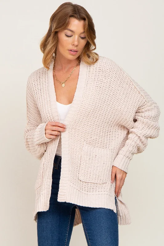 Weekend Savings Spectacular Beige Chunky Knit Oversized Cardigan