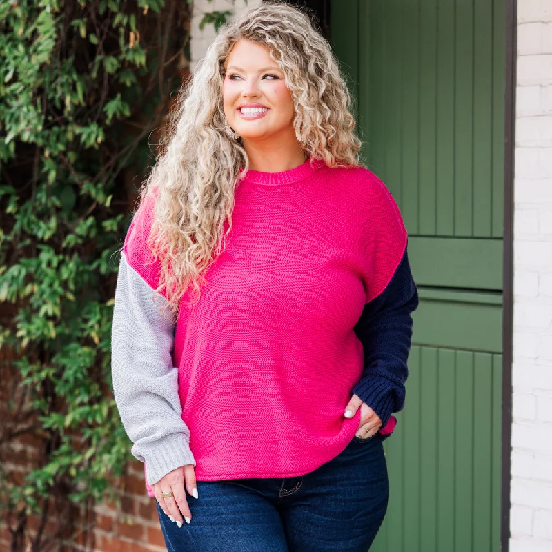 Weekend Deals That Thrill Snowy Owl Sweater, Fuchsia-Navy