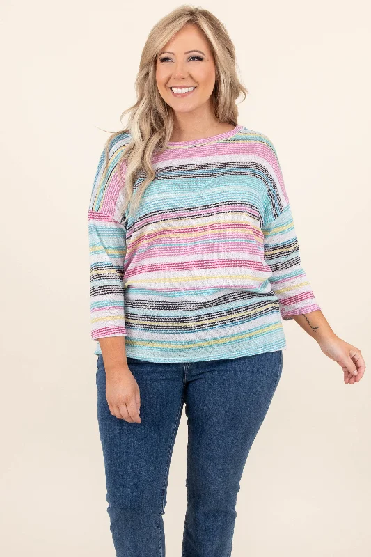 Weekend Discounts to Enjoy What A Breakthrough Top, Fuchsia-Teal
