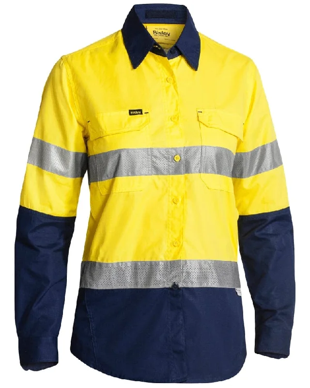 Weekend Savings Sensation *Womens X Airflow Taped Hi Vis Ripstop Shirt* - Yellow/Navy