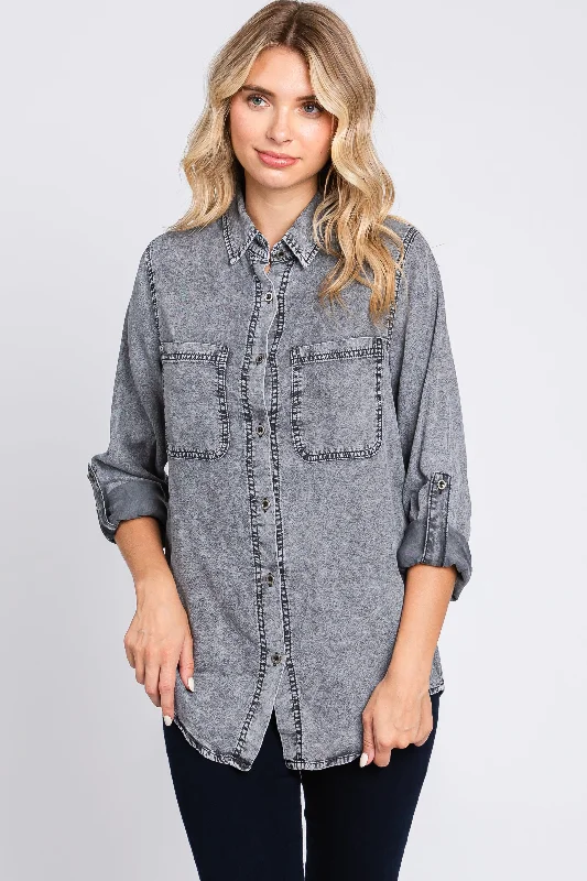 Weekend Specials to Celebrate Charcoal Chambray Rolled Cuff Shirt