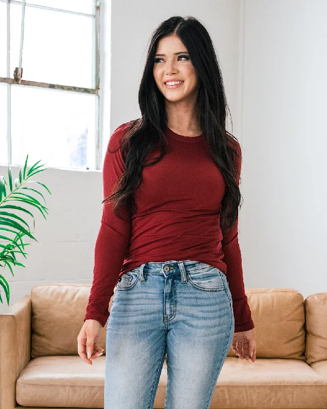 Weekend Savings Fiesta Favorite Crew Neck Long Sleeve Top - Brick FINAL SALE