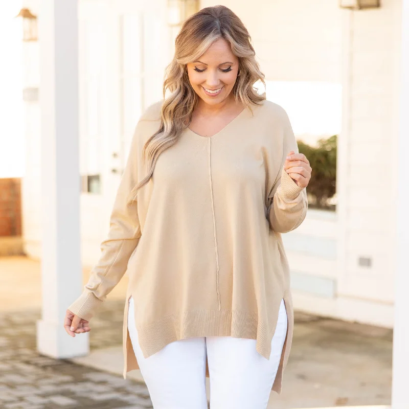 Online Deal Miss Who I Was Sweater, Taupe