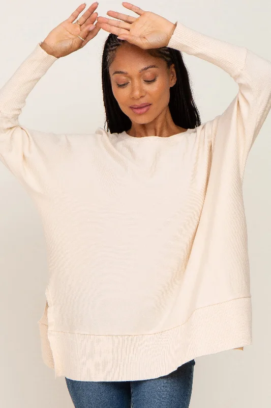 Now Available Ivory Dolman Sleeve Side Slit Sweater