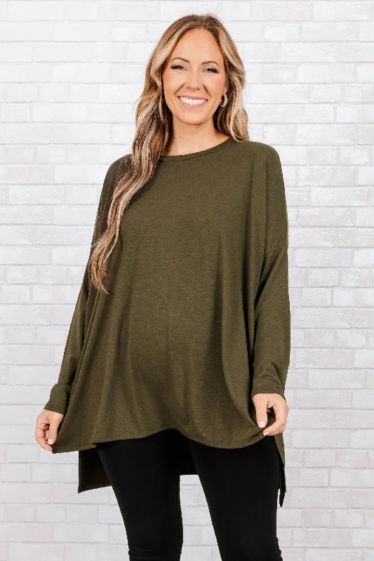 Weekend Savings Fiesta Time Well Spent Top, Dark Olive
