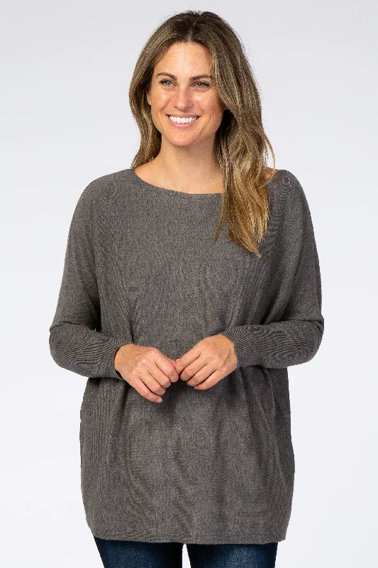 Weekend Offers That Shine Grey Soft Knit Boatneck Dolman Sleeve Sweater