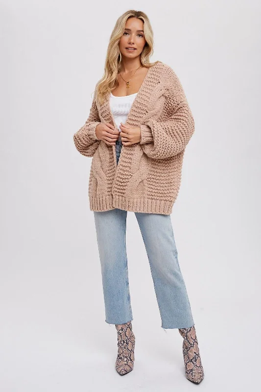 Early Access Beige Chunky Knit Cardigan