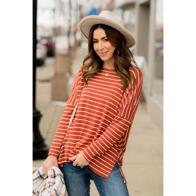 Weekend Savings Fiesta Striped Side Slit Long Tee