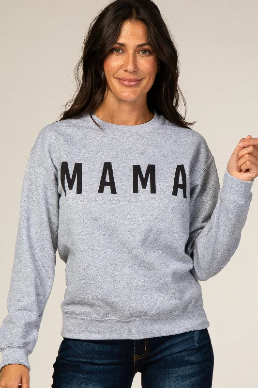 Weekend Specials to Cherish Grey Screen Print Mama Pullover Sweatshirt
