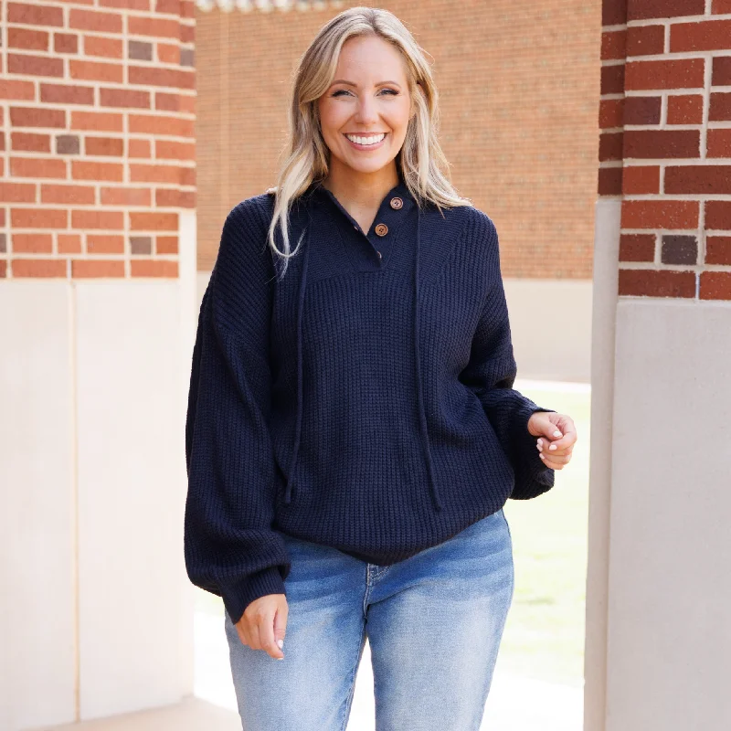 Steal Deal Warm And Happy Hoodie, Dark Navy