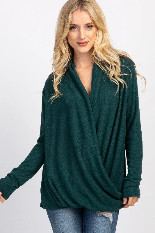 Buy Today PinkBlush Forest Green Draped Wrap Nursing Top