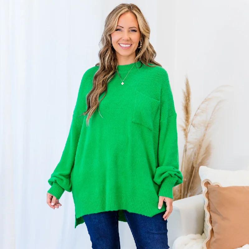 Reduced Rates Reliable Love Sweater, Kelly Green