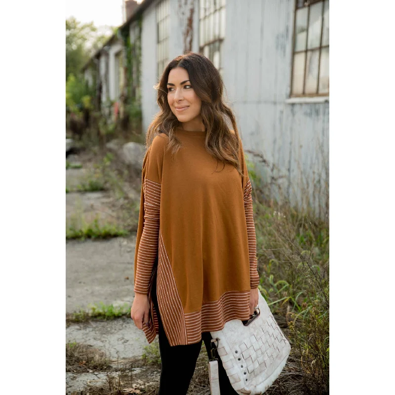 New Deal Hint of Stripes Faux Poncho