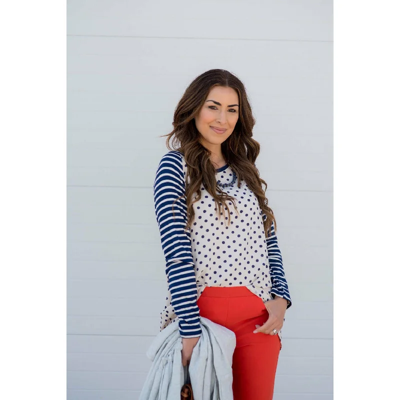 Weekend Bargains to Indulge In Linen Polka Dot Mixed Tee