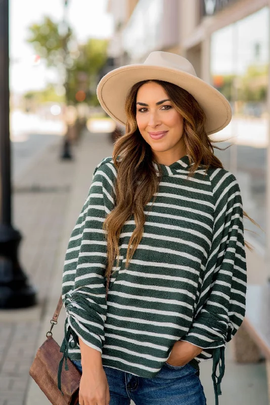 Time-Limited Offer Striped Tie Sleeve Top